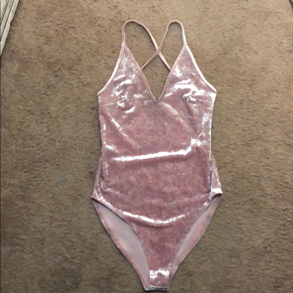 Pink velvet bodysuit from Forever 21 size small